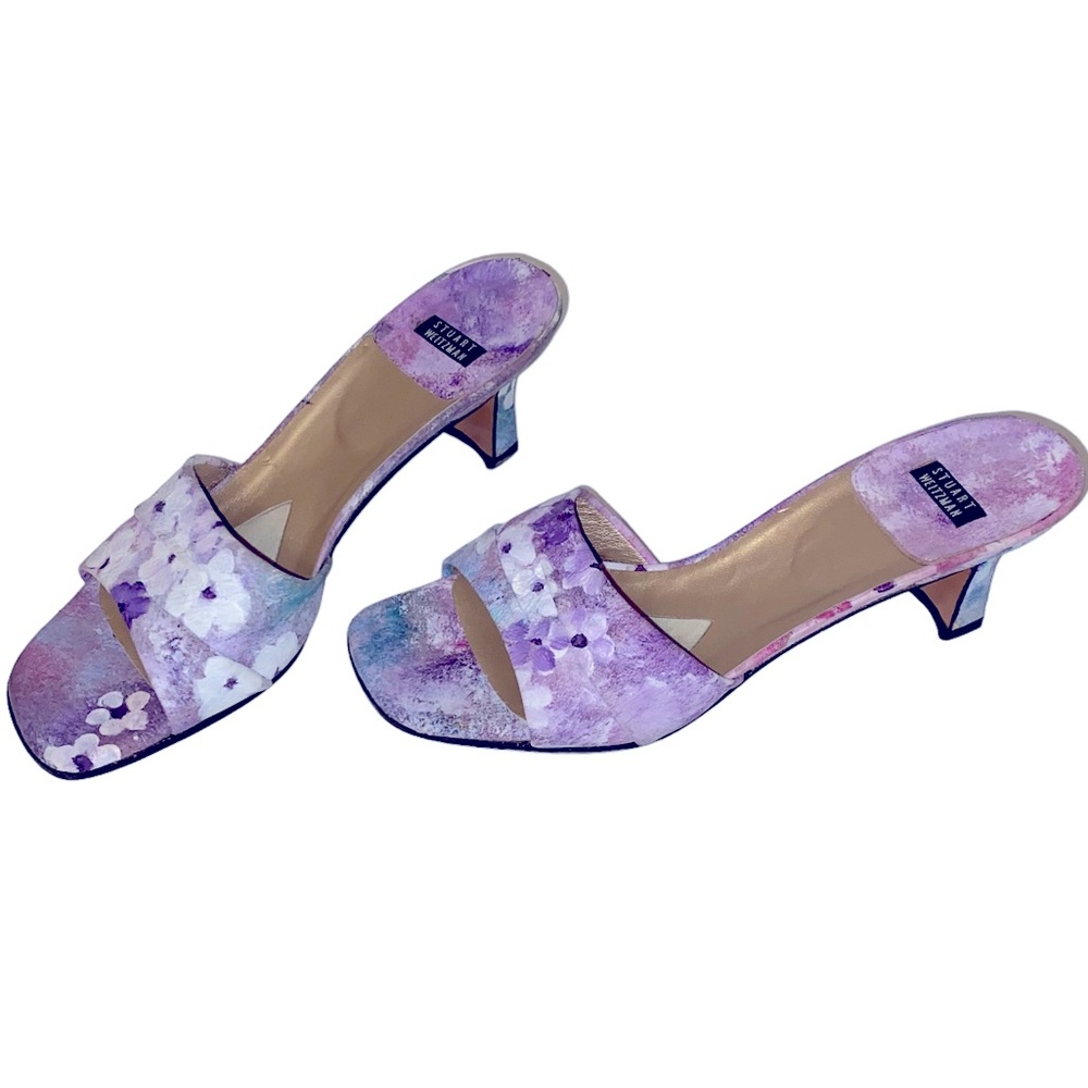 Stuart Weitzman Purple Floral Sandals